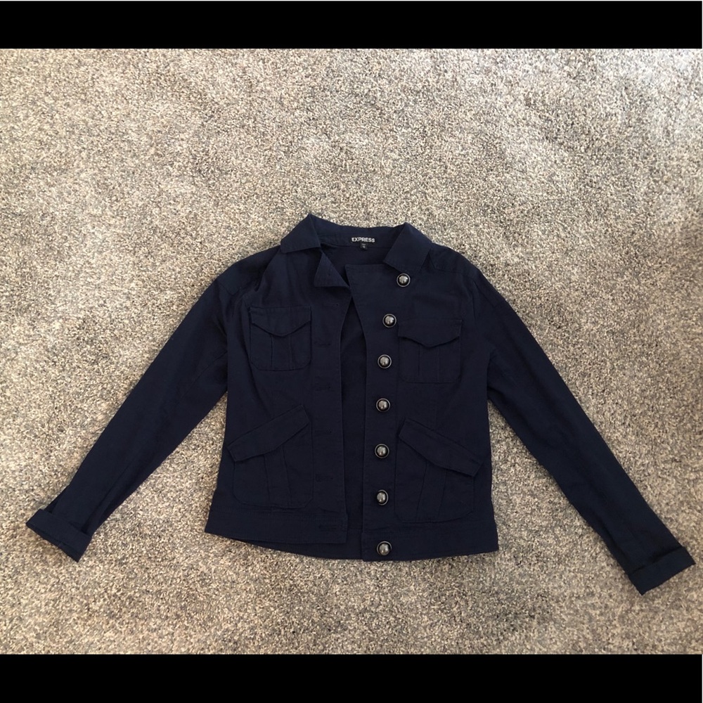 Express navy blue jacket, size XS.